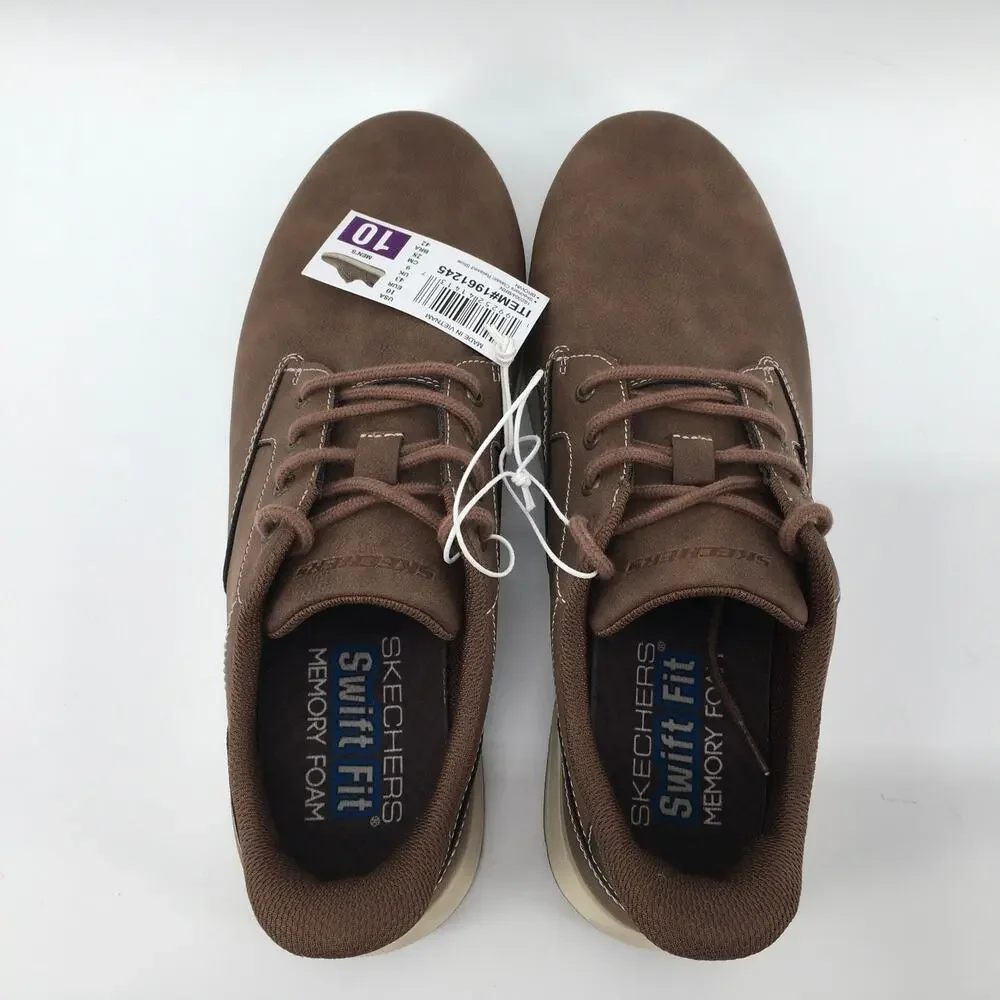 Skechers Relaxed Hands Free Swift Fit Mens 10 Slipon Casual Dress Shoe Brown NIB